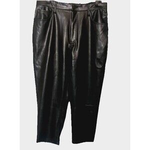 Abercrombie & Fitch Black Vegan Leather Ankle Straight High Rise Pants Sz 32/26